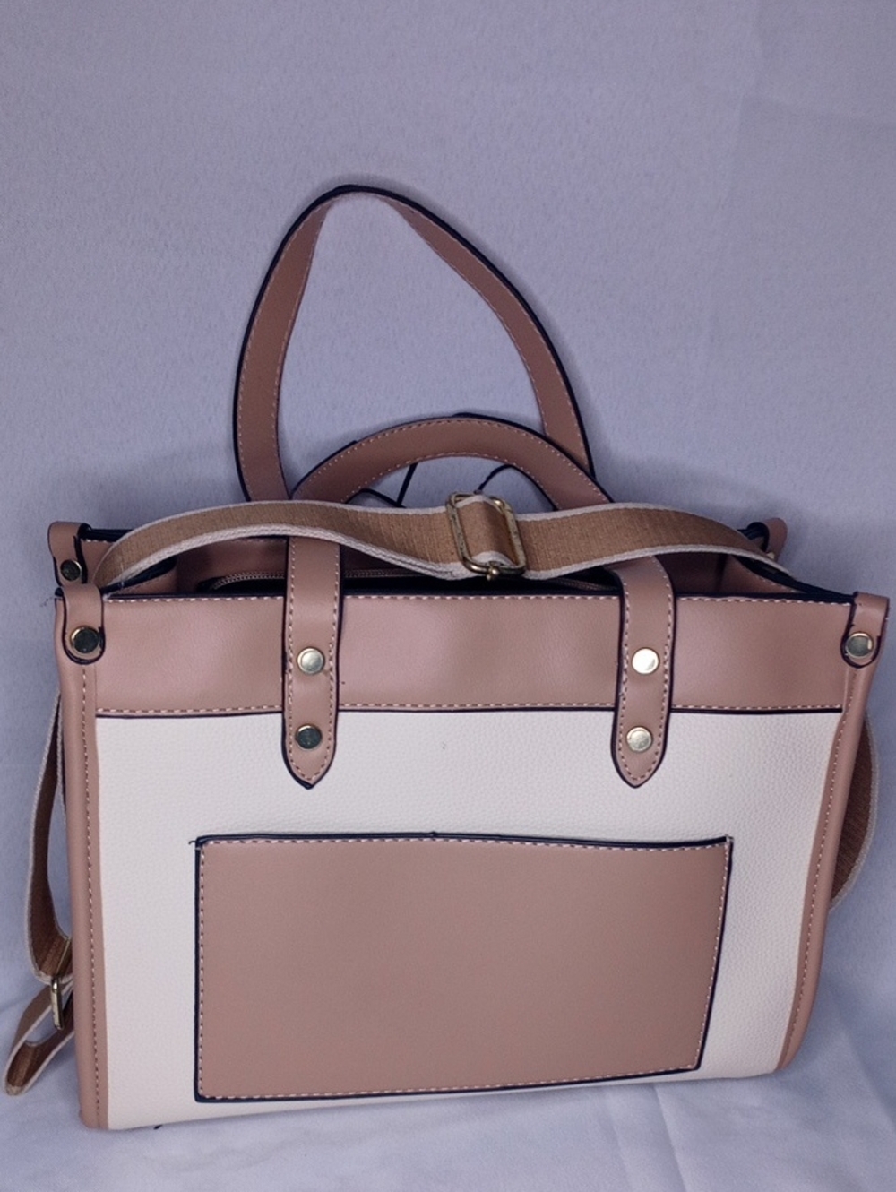 Women’s Two-Tone Beige & Cream Tote Bag